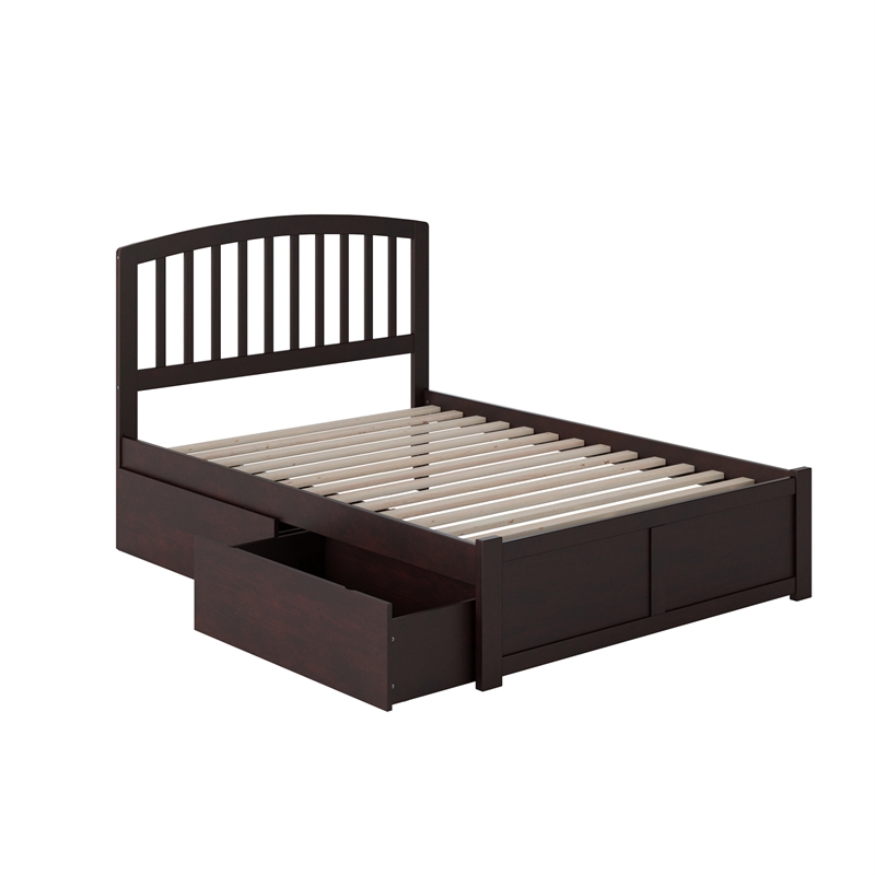 Richmond Full Wood Platform Bed with Footboard and Storage Drawers in Espresso