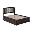 Richmond Full Wood Platform Bed with Footboard and Storage Drawers in Espresso