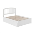 Richmond Full Wood Platform Bed with Footboard and Storage Drawers in White