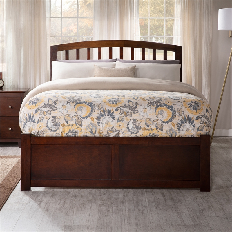 Richmond Full Wood Platform Bed with Footboard and Storage Drawers in Walnut