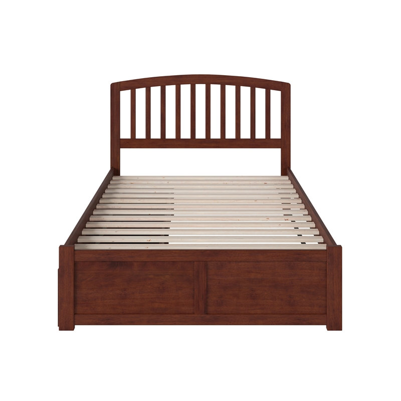 Richmond Full Wood Platform Bed with Footboard and Storage Drawers in Walnut