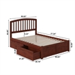Richmond Full Wood Platform Bed with Footboard and Storage Drawers in Walnut