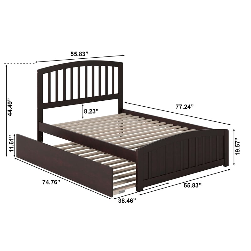 Richmond Full Platform Bed with Matching Footboard & Twin Trundle in Espresso