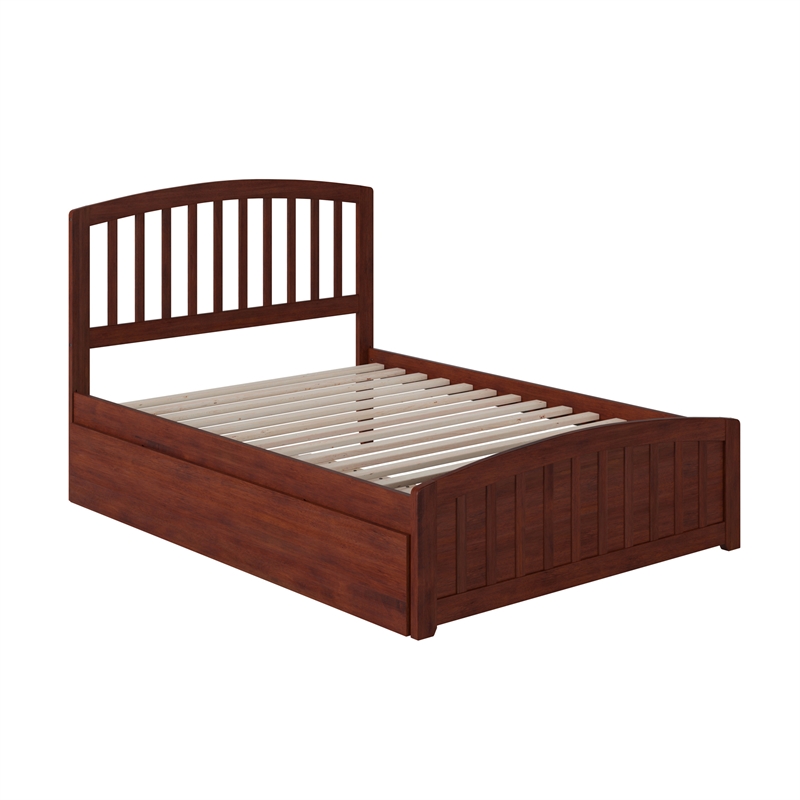 Richmond Full Wood Platform Bed with Matching Footboard & Twin Trundle in Walnut
