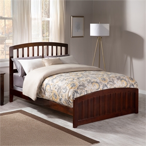 Richmond Full Wood Foundation Bed with Matching Footboard in Walnut