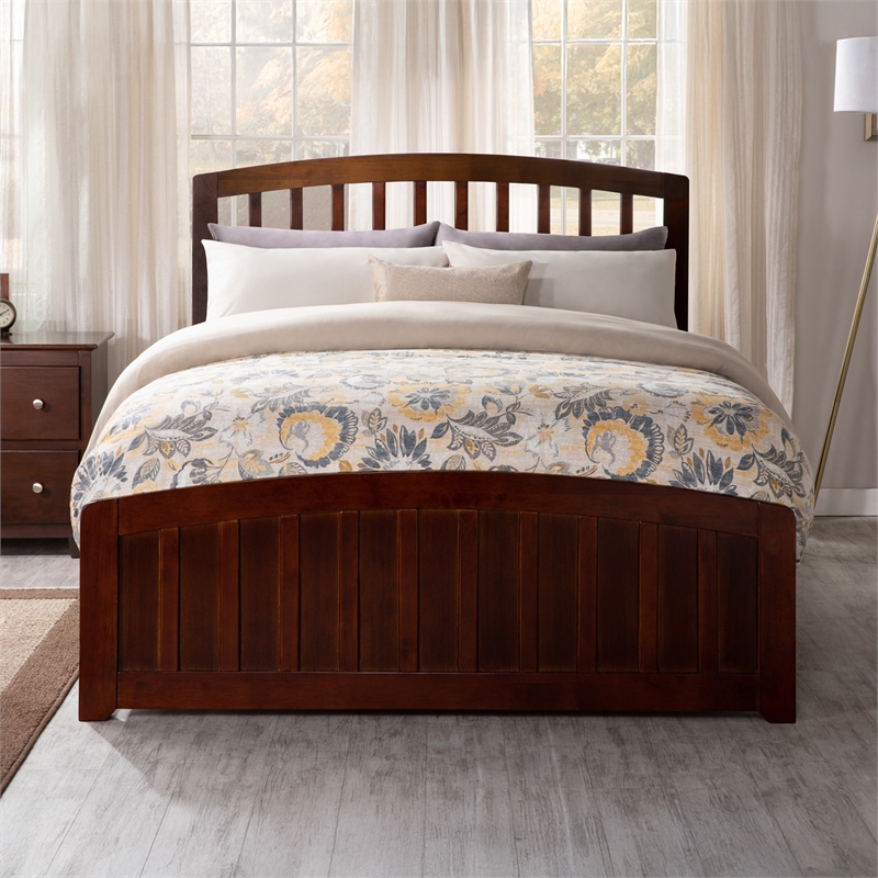 Richmond Full Wood Foundation Bed with Matching Footboard in Walnut