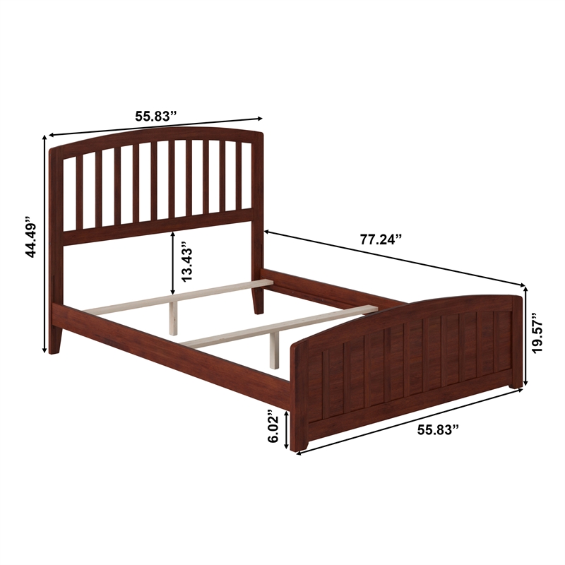 Richmond Full Wood Foundation Bed with Matching Footboard in Walnut