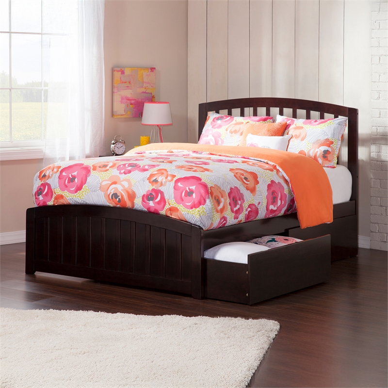 Richmond Full Platform Bed with Matching Footboard & Storage Drawers in Espresso