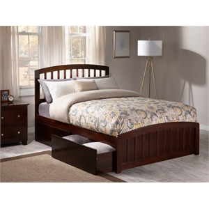 Richmond Full Platform Bed with Matching Footboard & Storage Drawers in Walnut