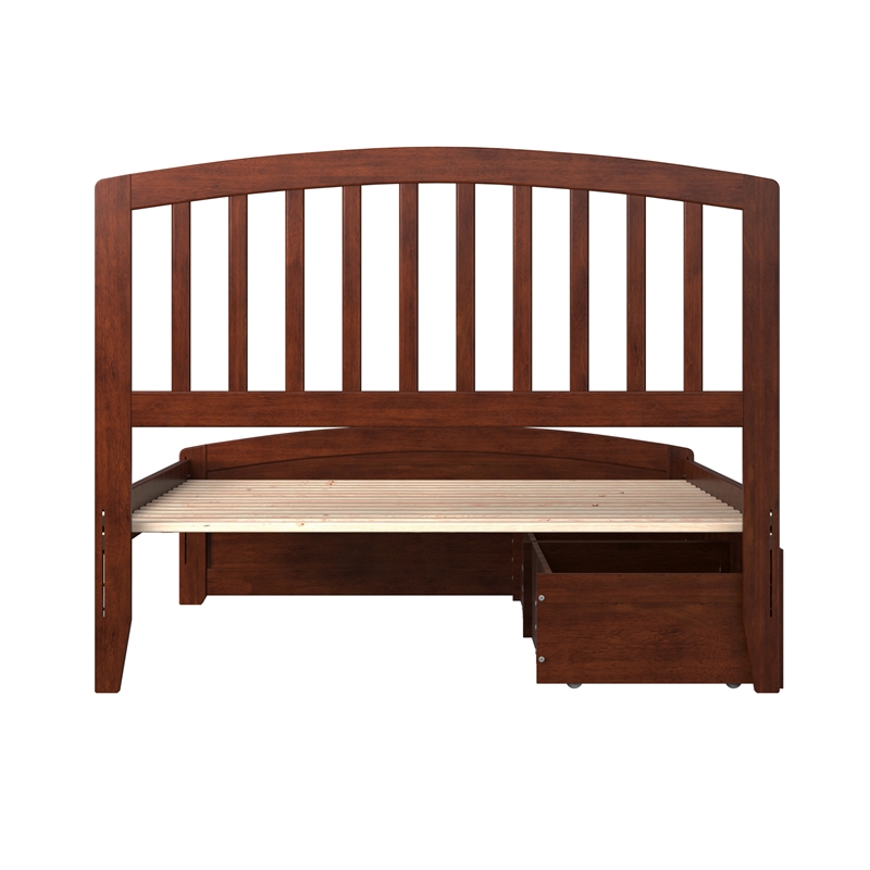 Richmond Full Platform Bed with Matching Footboard & Storage Drawers in Walnut