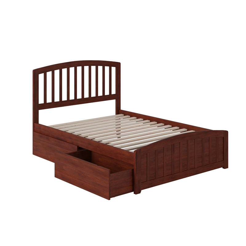 Richmond Full Platform Bed with Matching Footboard & Storage Drawers in Walnut