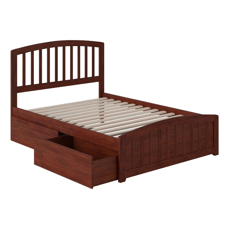 Richmond Full Platform Bed with Matching Footboard & Storage Drawers in Walnut