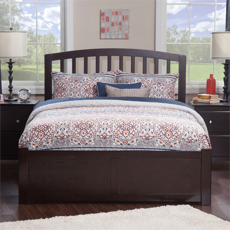 Richmond Queen Wood Platform Bed with Footboard and Storage Drawers in Espresso