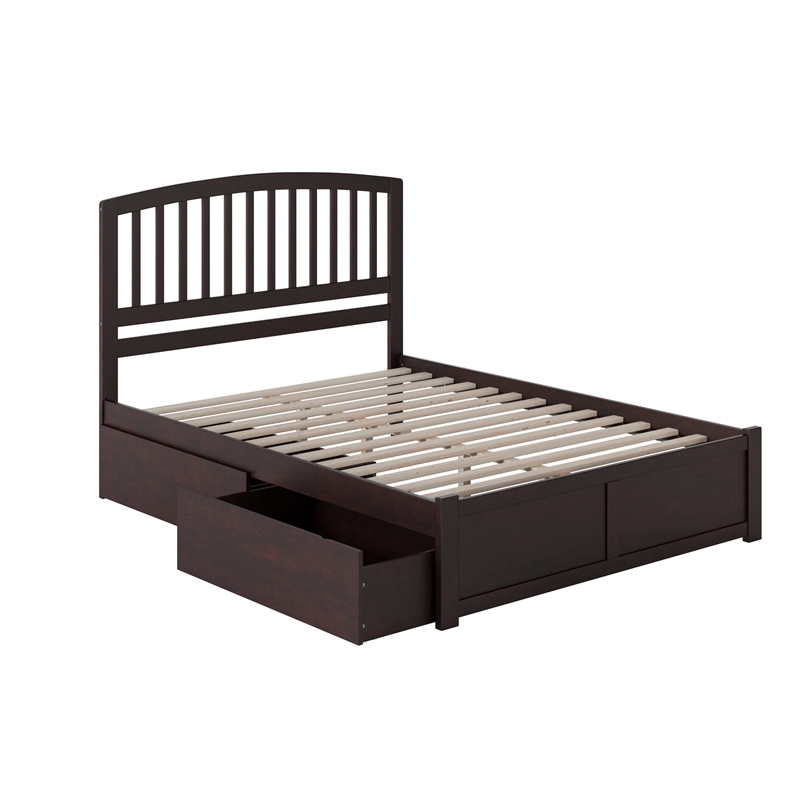 Richmond Queen Wood Platform Bed with Footboard and Storage Drawers in Espresso