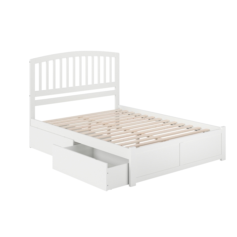 Richmond Queen Wood Platform Bed with Footboard and Storage Drawers in White