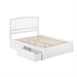 Richmond Queen Wood Platform Bed with Footboard and Storage Drawers in White