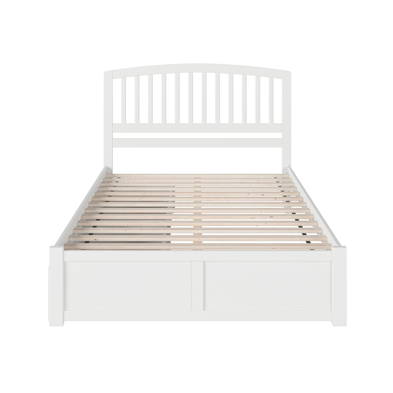 Richmond Queen Wood Platform Bed with Footboard and Storage Drawers in White