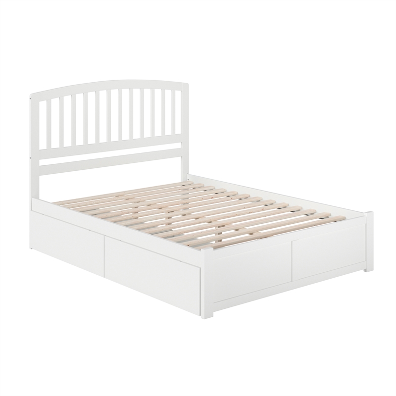 Richmond Queen Wood Platform Bed with Footboard and Storage Drawers in White