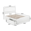 Richmond Queen Platform Bed with Matching Footboard and Storage Drawers in White