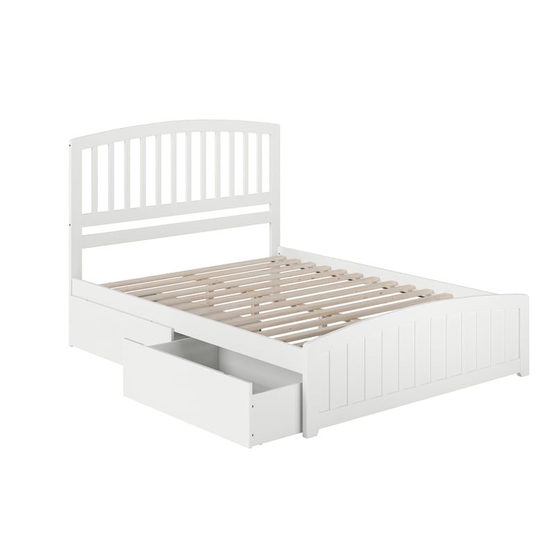 Richmond Queen Platform Bed with Matching Footboard and Storage Drawers in White