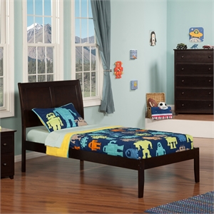 Portland Twin XL Solid Wood Platform Bed in Espresso