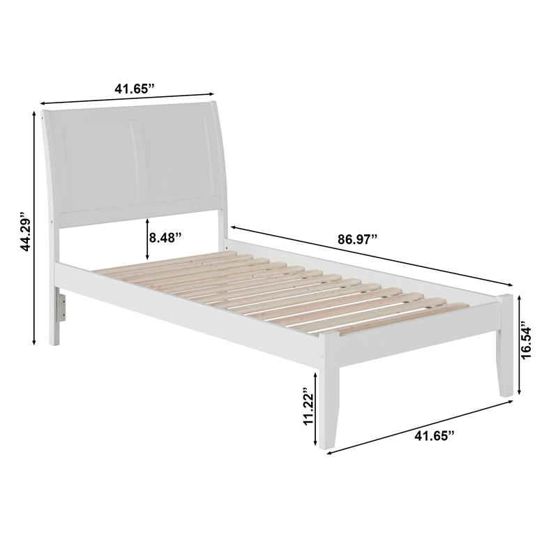 Portland Twin XL Solid Wood Platform Bed in White