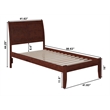 AFI Portland Twin XL Solid Wood Platform Bed with USB Charging Station in Walnut