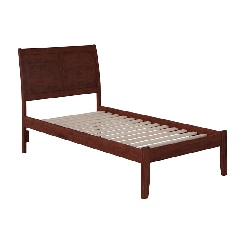 Portland Twin XL Solid Wood Platform Bed in Walnut