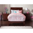 AFI Portland Twin XL Solid Wood Platform Bed with USB Charging Station in Walnut