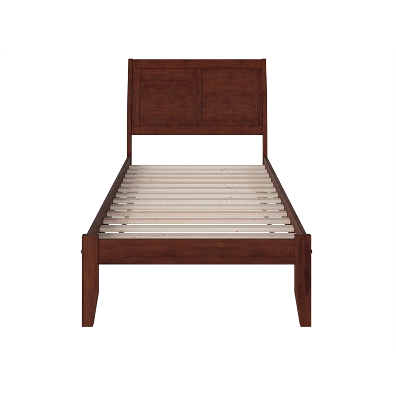 AFI Portland Twin XL Solid Wood Platform Bed with USB Charging Station in Walnut