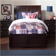Portland Twin XL Wood Platform Bed with Footboard & Storage Drawers in Espresso