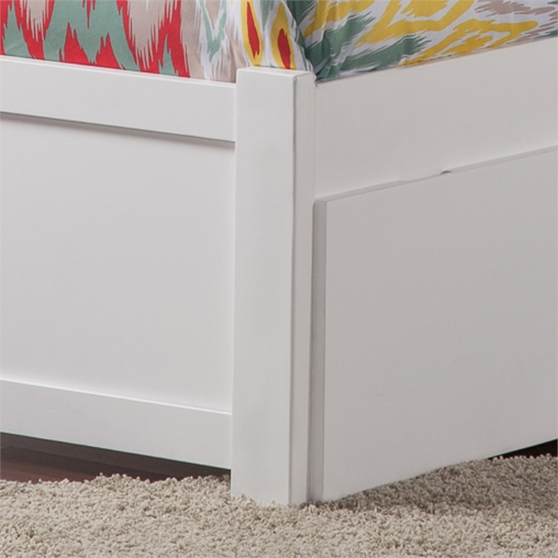 Portland Twin XL Wood Platform Bed with Footboard & Storage Drawers in White
