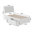 Portland Twin XL Wood Platform Bed with Footboard & Storage Drawers in White