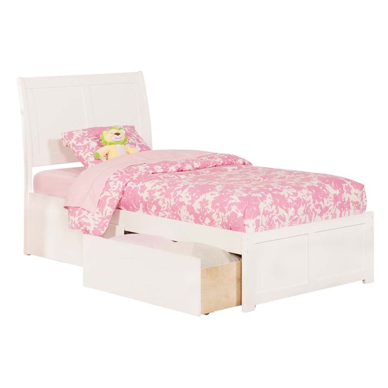 Atlantic Furniture Portland Twin Xl Storage Platform Bed In White Atlantic Furniture Portland Twin Xl Storage Platform Bed In White