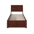 Portland Twin XL Wood Platform Bed with Footboard & Storage Drawers in Walnut