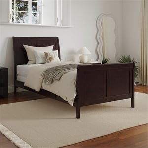 AFI Portland Twin XL Wood Foundation Bed Frame with Matching Footboard Espresso
