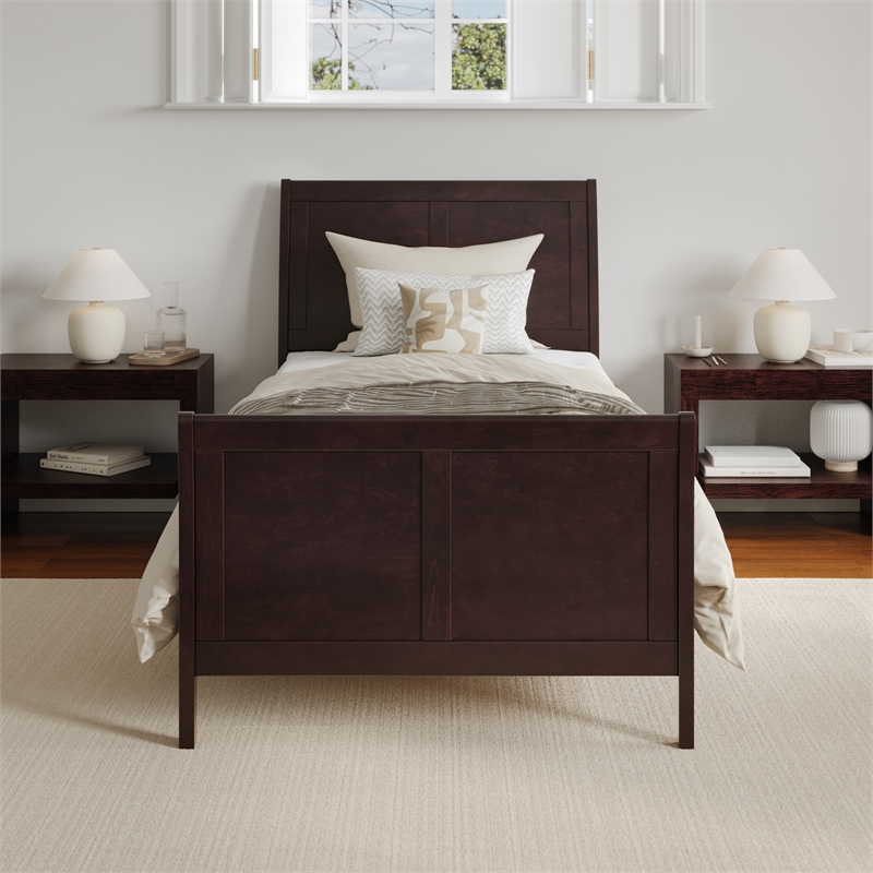 AFI Portland Twin XL Wood Foundation Bed Frame with Matching Footboard Espresso