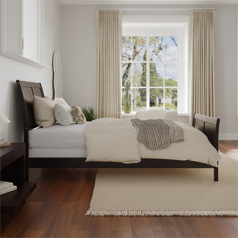 AFI Portland Twin XL Wood Foundation Bed Frame with Matching Footboard Espresso