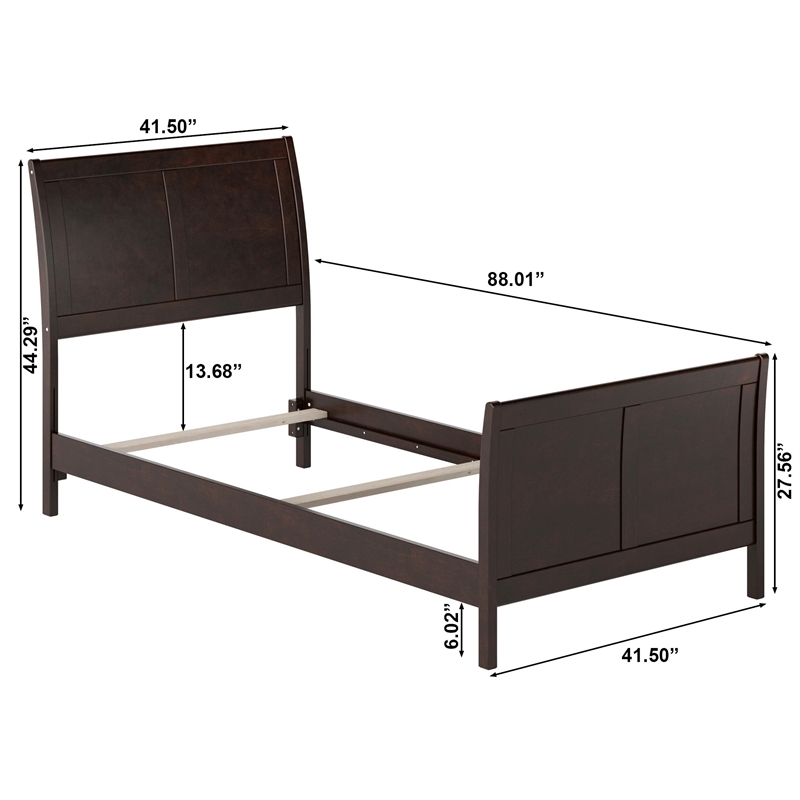 AFI Portland Twin XL Wood Foundation Bed Frame with Matching Footboard Espresso