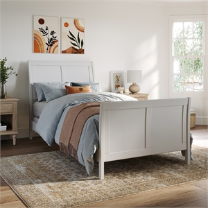 AFI Portland Twin XL Wood Foundation Bed Frame with Matching Footboard White