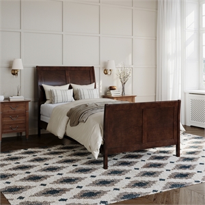 AFI Portland Twin XL Wood Foundation Bed Frame with Matching Footboard Walnut