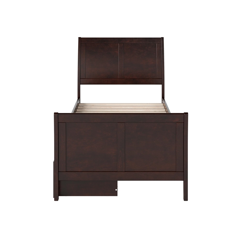 Portland Twin XL Storage Wood Platform Bed with Matching Footboard in Espresso