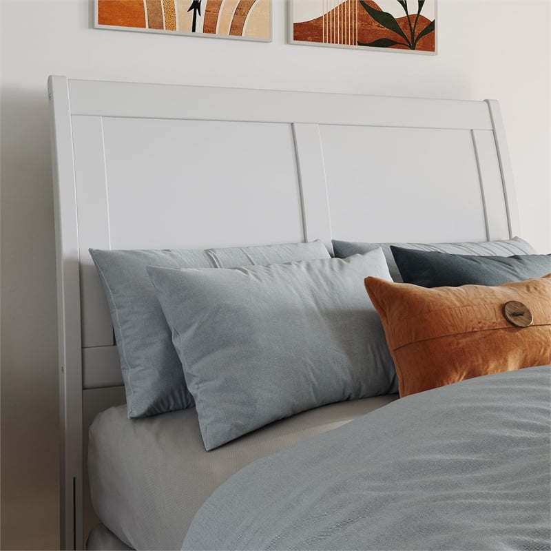 Portland Twin XL Storage Wood Platform Bed with Matching Footboard in White