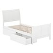 Portland Twin XL Storage Wood Platform Bed with Matching Footboard in White