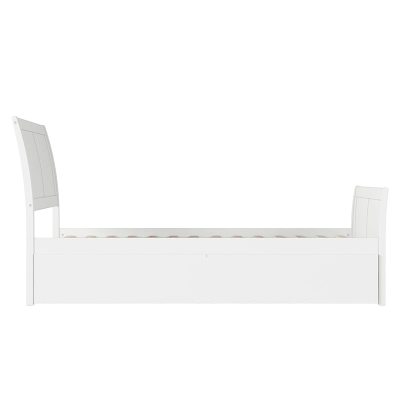 Portland Twin XL Storage Wood Platform Bed with Matching Footboard in White