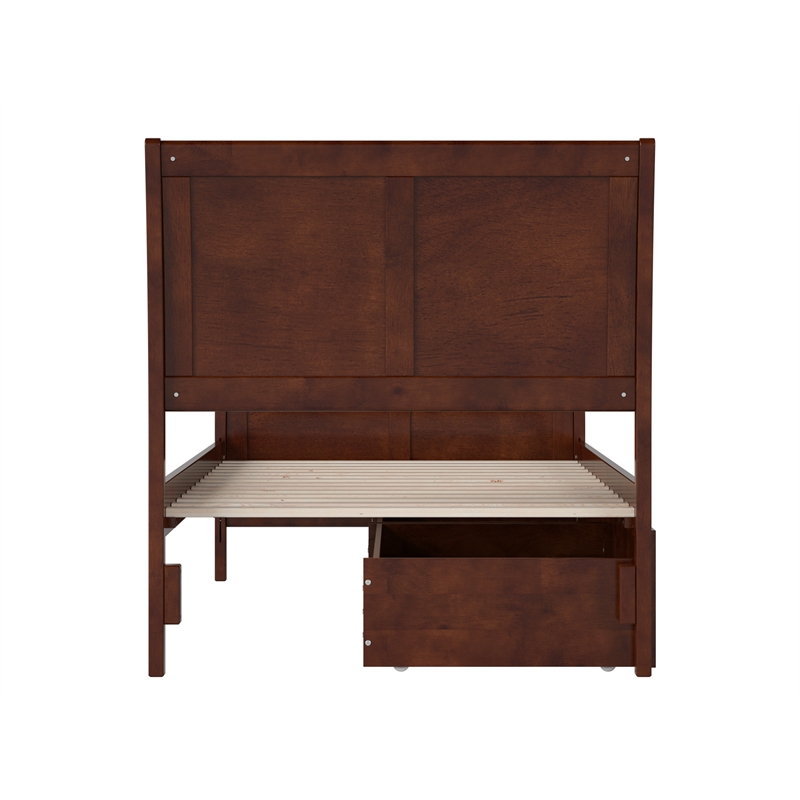 Portland Twin XL Storage Wood Platform Bed with Matching Footboard in Walnut