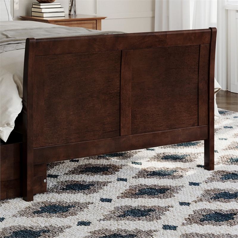 Portland Twin XL Storage Wood Platform Bed with Matching Footboard in Walnut