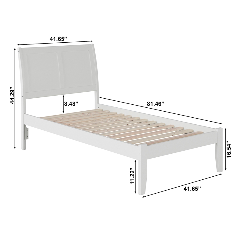 Portland Twin Solid Wood Platform Bed in White