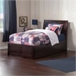 Portland Twin Wood Platform Bed with Footboard and Twin Trundle in Espresso