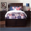 Portland Twin Wood Platform Bed with Footboard and Twin Trundle in Espresso